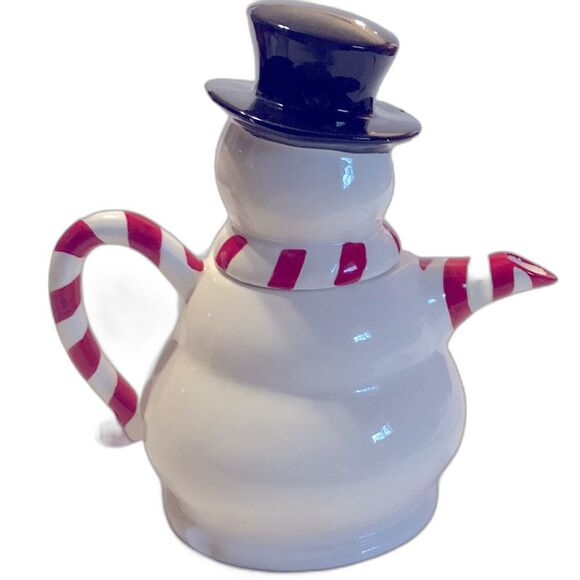 Temptations by Tara Snowman Tea set Pot & 2 Cups with Green & Red Lids - Picture 12 of 16